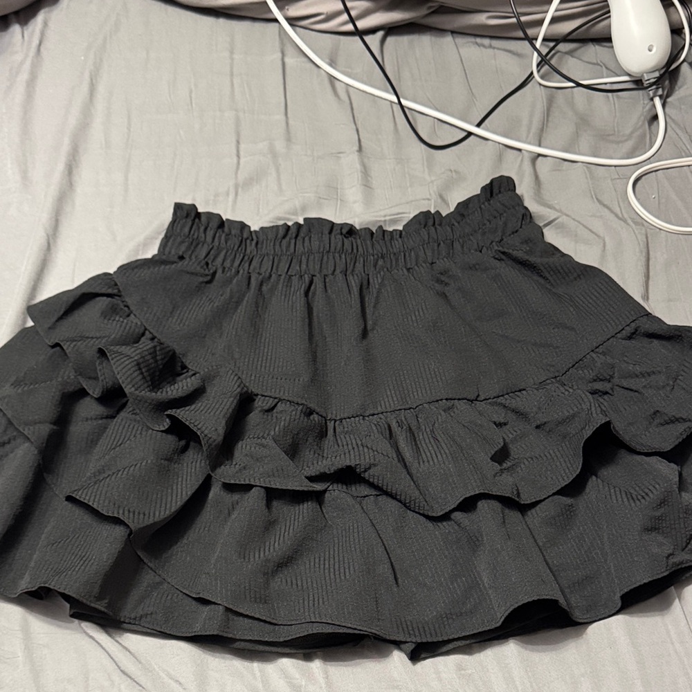 Elegant Black Ruffled Skirt